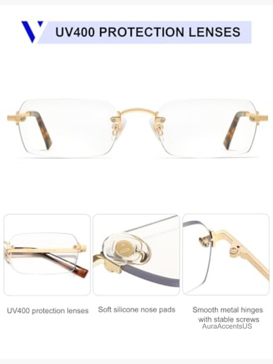 Rimless Rectangle Y2K Sunglasses Trendy Tinted Retro Frameless Shades main image 5